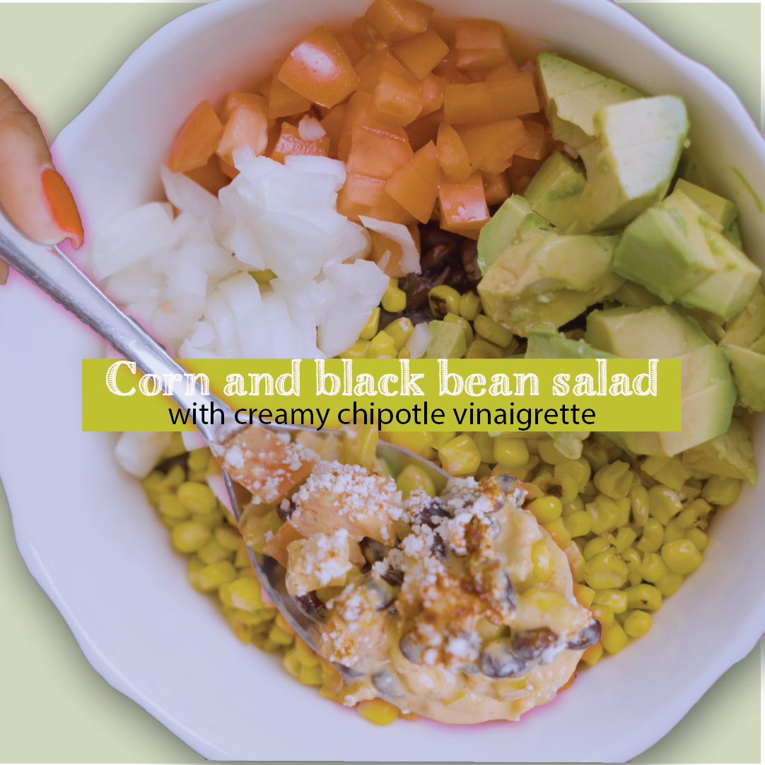 High fiber Tex-mex corn and black bean salad